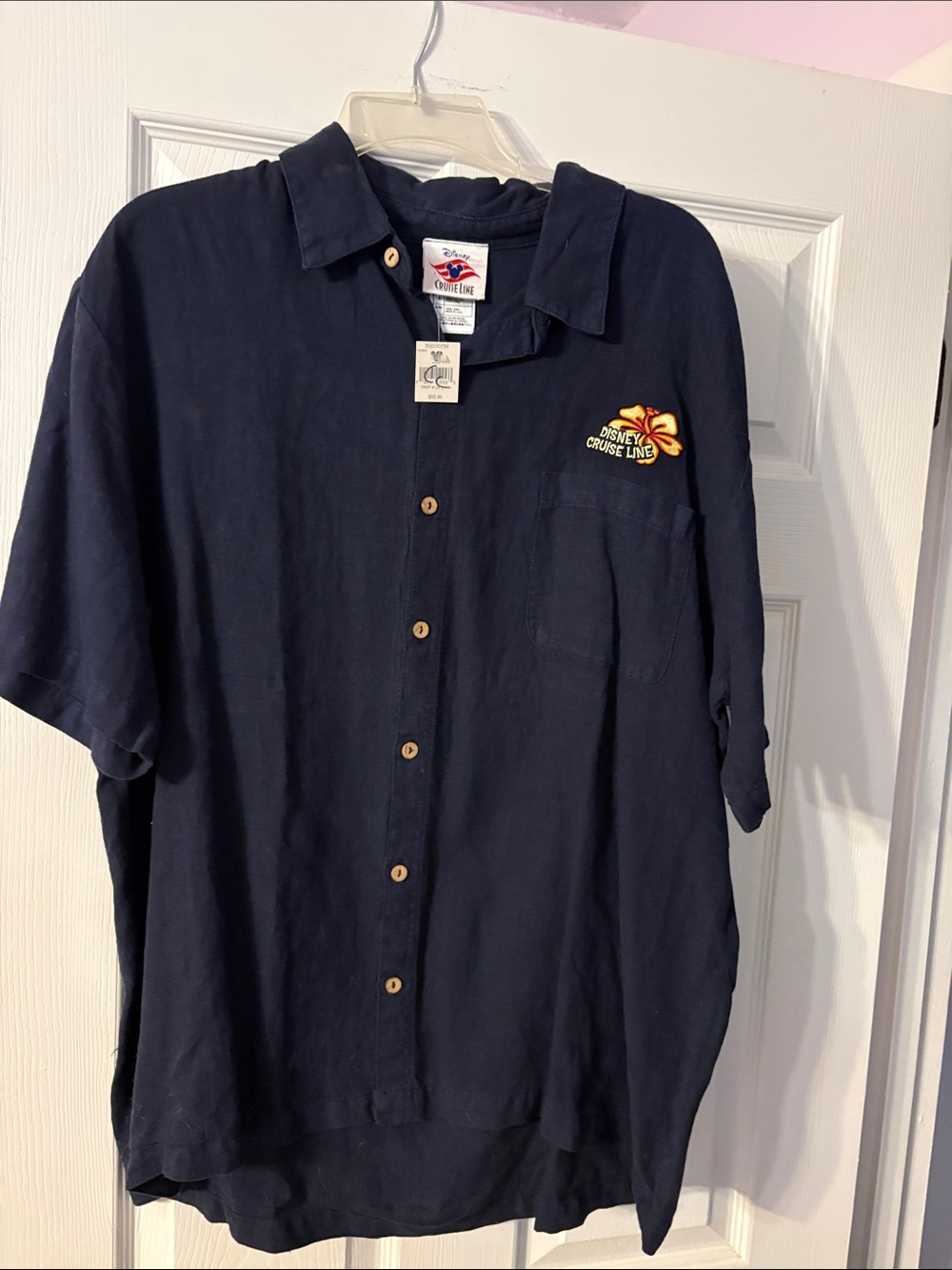 Disney Cruise Line Men's Navy Short-Sleeve Button-Down Shirt